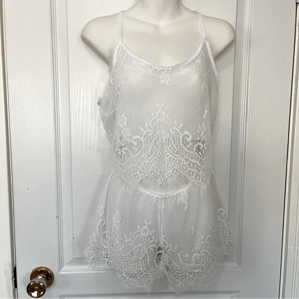 Just Sexy Lingerie 2 Piece Set Sleepwear/Lingerie M Women White See-through
